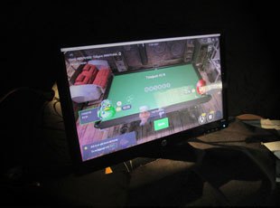 Computer screen with virtual poker table