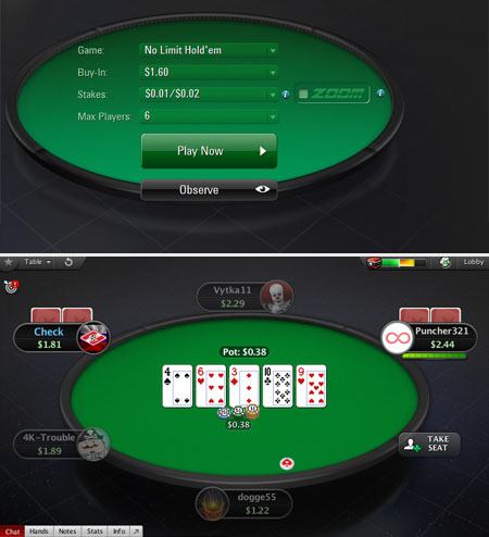 lobby and table window poker software